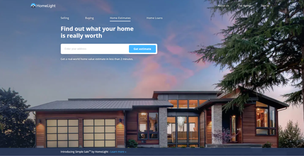 Real estate landing page example